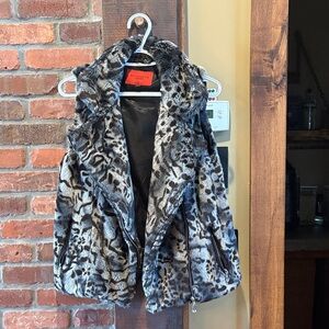 Annabelle Black and Gray Faux Fur Vest